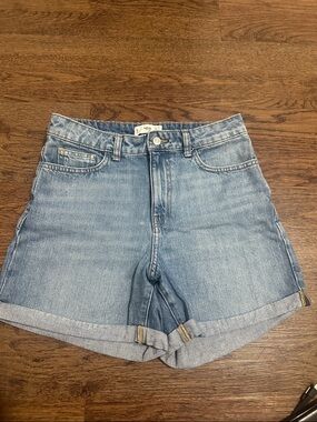 Mango Light Blue Rolled-Hem Denim Shorts